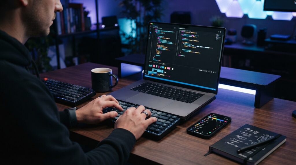 Coding Laptop Status for WhatsApp